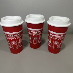Starbucks Christmas 2025 Red Cup Day 16oz Xmas Holiday Reusable Cup New Lot Of 3